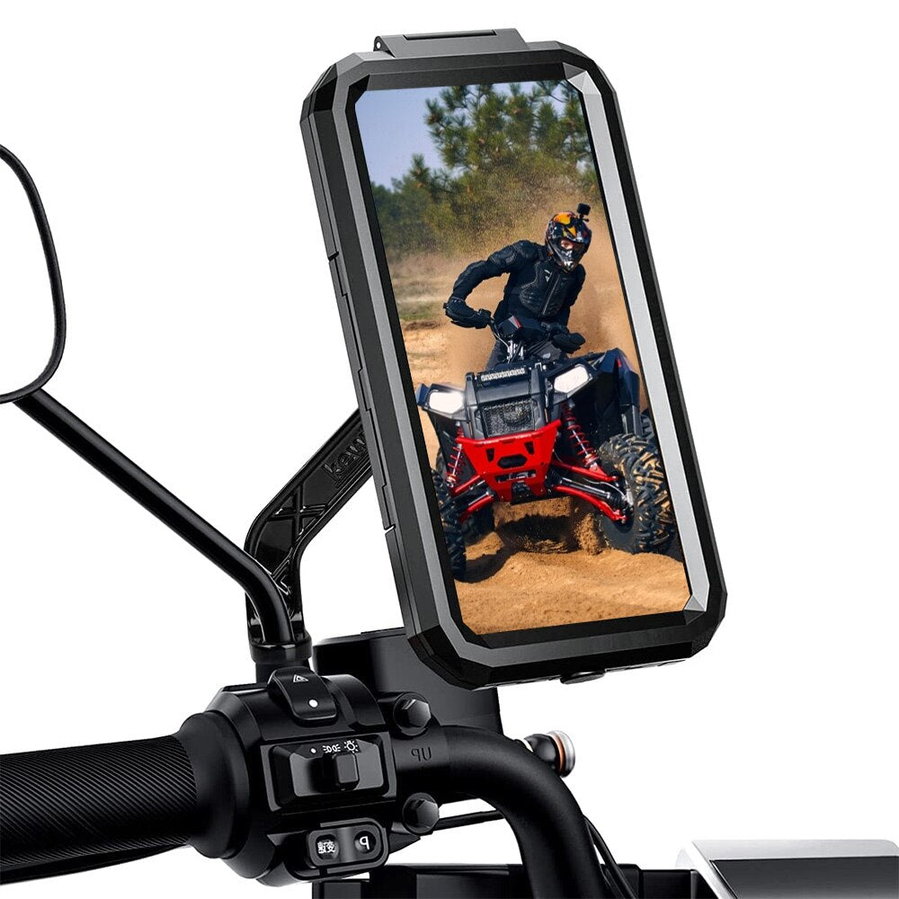 Waterproof Phone Case Bike Motorcycle Handlebar Rear View Mirror 3 to 6.8" Cellphone Mount Bag Motorbike Scooter Phone Stand