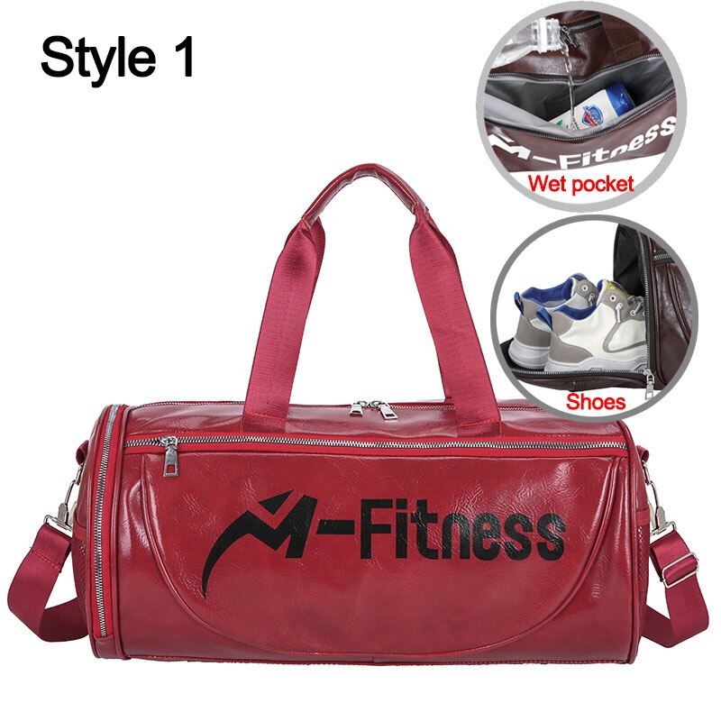 PU Leather Sports Gym Bag Multifunction Training Fitness Shoulder Bags Traveling Handbag Striped Sac De Sport Women Men XA719WD