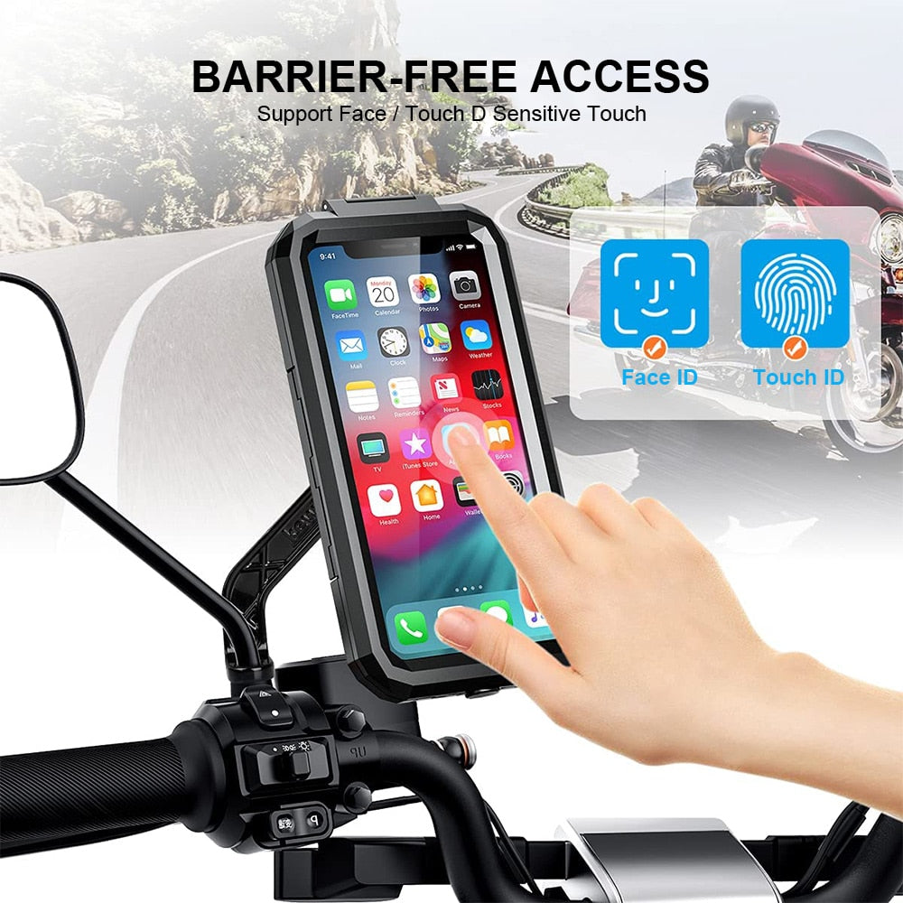 Waterproof Phone Case Bike Motorcycle Handlebar Rear View Mirror 3 to 6.8" Cellphone Mount Bag Motorbike Scooter Phone Stand