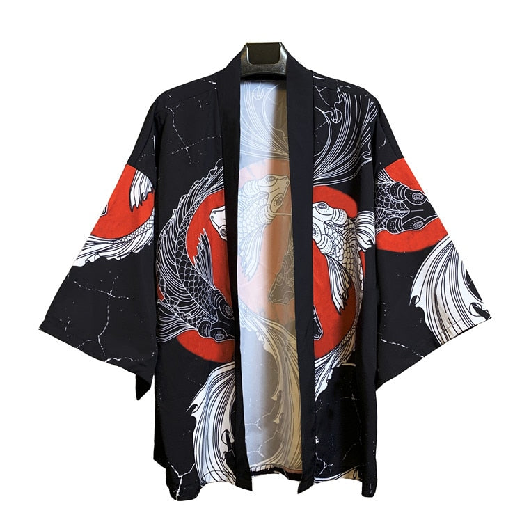 Summer Japanese Five Point Sleeves Kimono Mens And Womens Cloak Jacke Top Blouse Loose casual fashion plus oversized quick dry