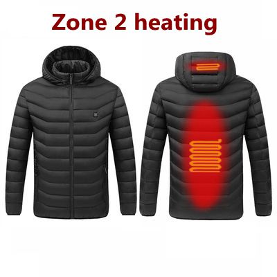 NWE Men Winter Warm USB Heating Jackets Smart Thermostat Pure Color Hooded Heated Clothing Waterproof  Warm Jackets