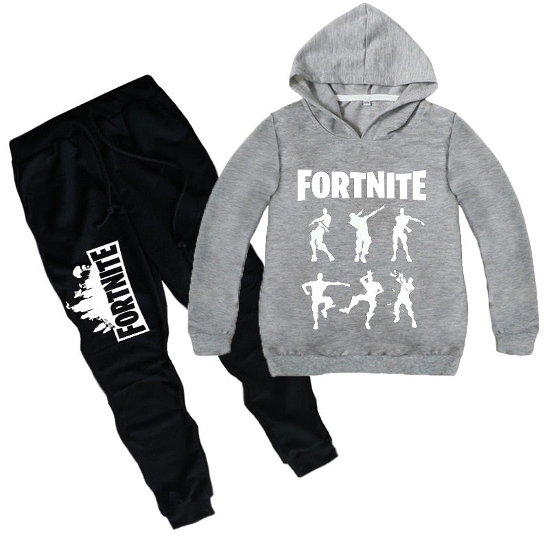 New Kid Hoodies Suit Fortnite Child Sweatshirt Suit Battle Royale Hoodie Sweat+Pants 2pcs Kids Boys Girl Casual Coat Clothes