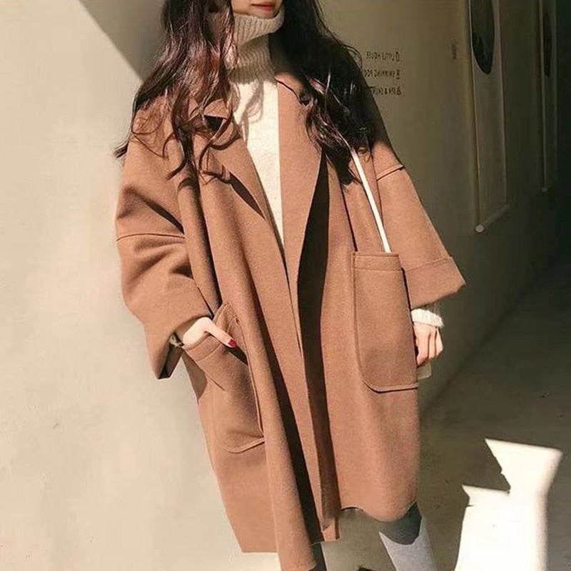 Spring Women Long Trench Coat Korean Luxusy Casual Loose Coat Solid Color Cloak Thin Black 2022 Thin Women Windbreaker Coat