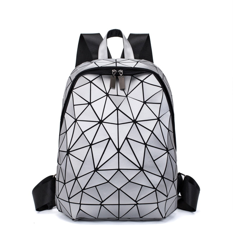 Women Hologram Backpack School Matte Geometric Backpacks Girls Travel Shoulder Bags For Women Totes Luxury Shoulder Bag Silver