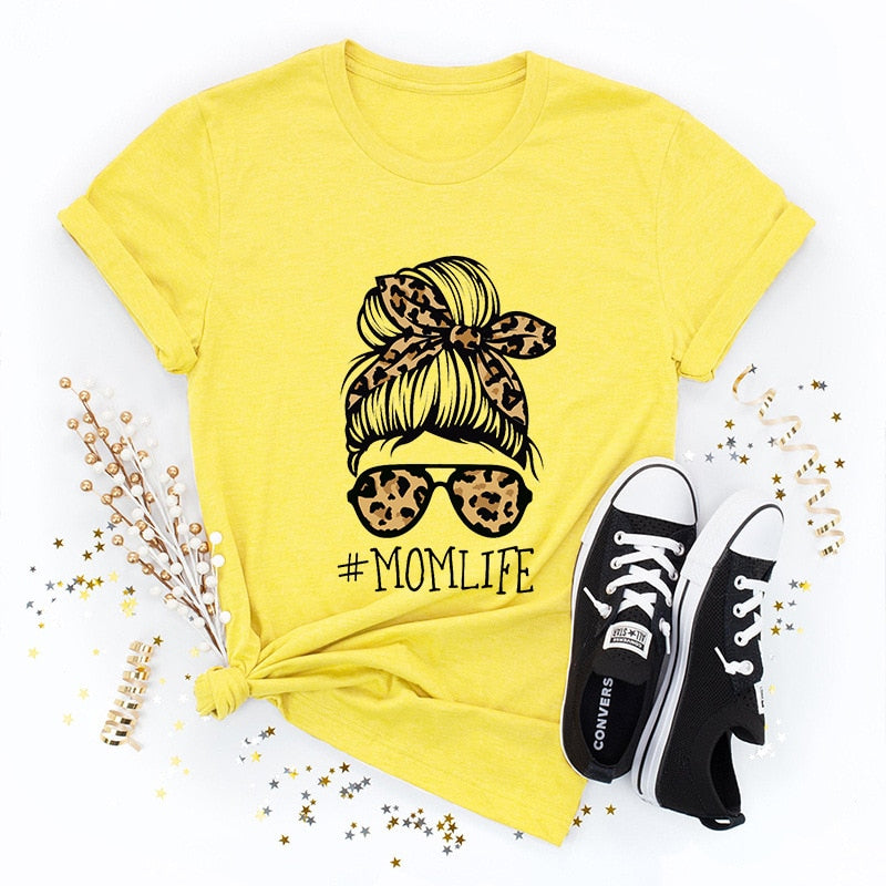 Summer Women T Shirt Versatile 100% Cotton Funny Leopard Mum Print Short Sleeve Oversized Goth Tshirts Casual Graphic Tee Tops