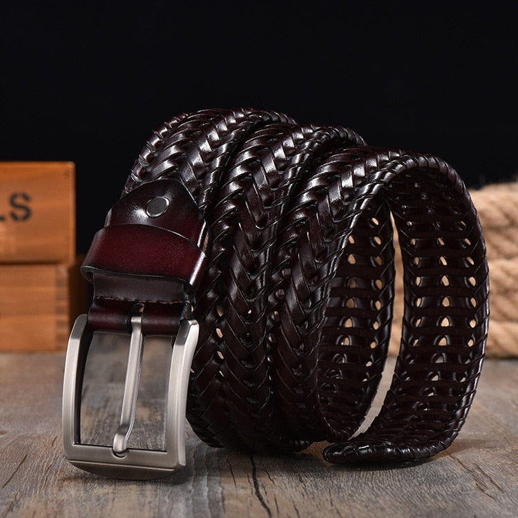 New Braided Belt for Men's Woven Belt Luxury Genuine Leather Cow Straps Hand Knitted Designer Men for Jeans Girdle Male Belts