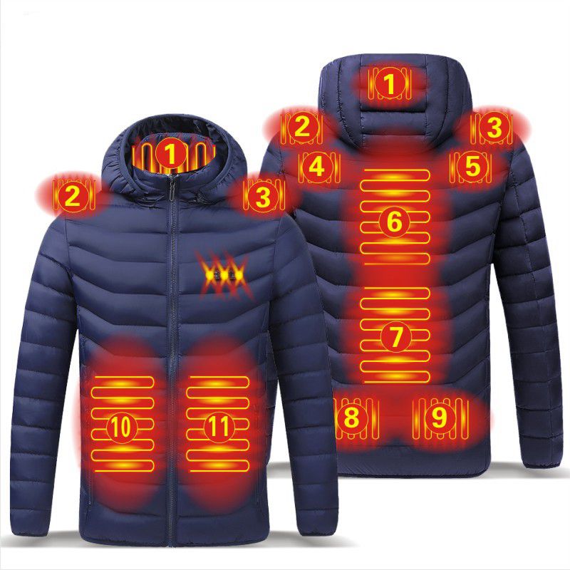 NWE Men Winter Warm USB Heating Jackets Smart Thermostat Pure Color Hooded Heated Clothing Waterproof  Warm Jackets