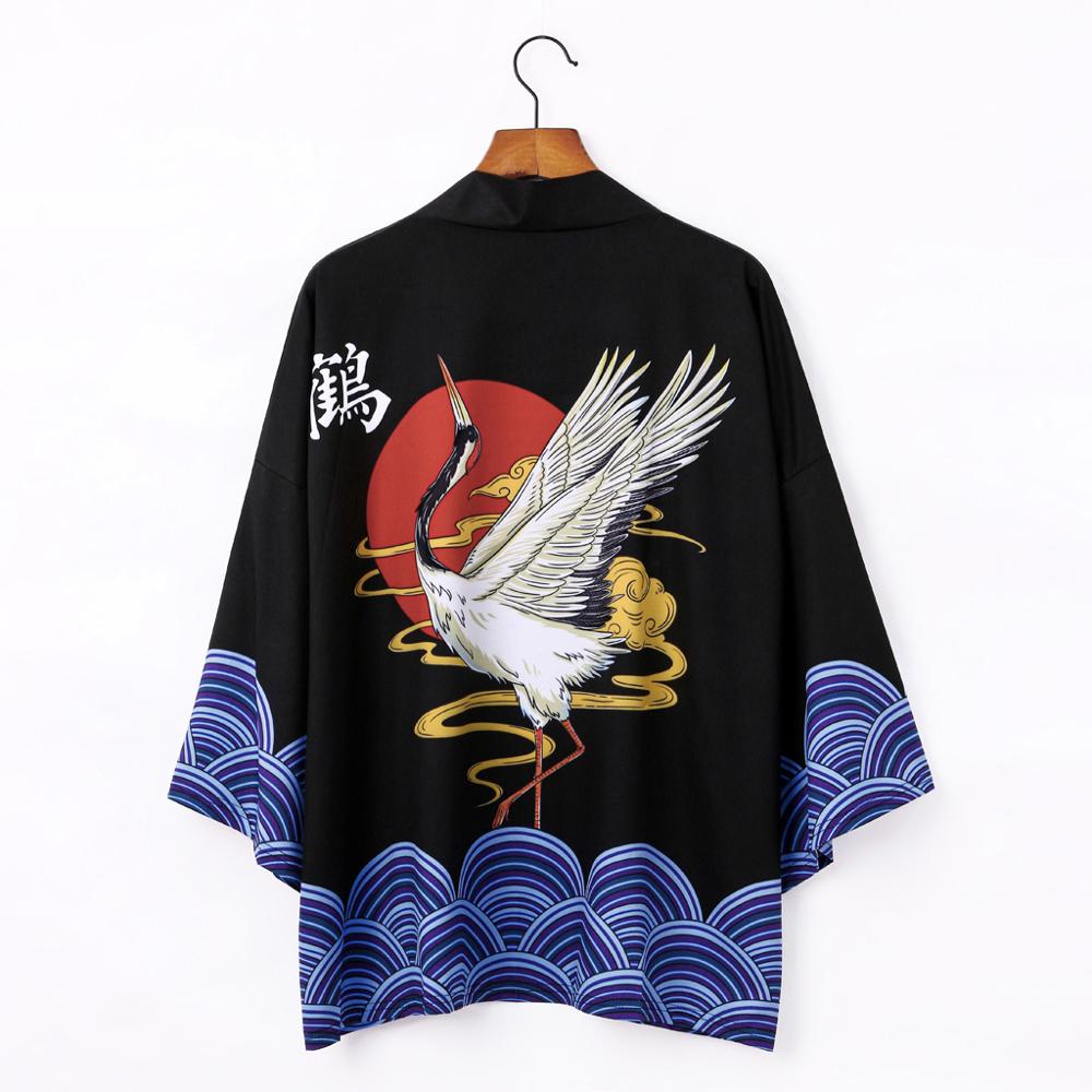 Summer Japanese Five Point Sleeves Kimono Mens And Womens Cloak Jacke Top Blouse Loose casual fashion plus oversized quick dry