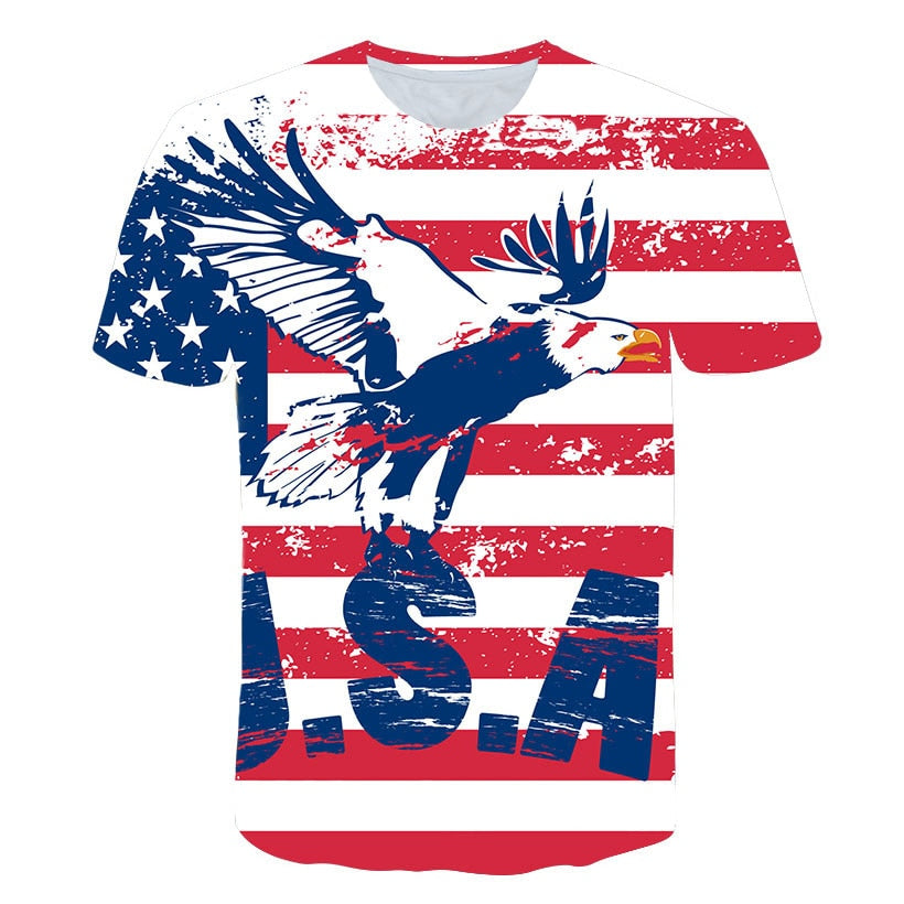 New USA Flag Stripes and Stars T-shirt Men / Women Sexy 3d Tshirt Print Eagle American Flag Men T-shirt Summer Tops Tees