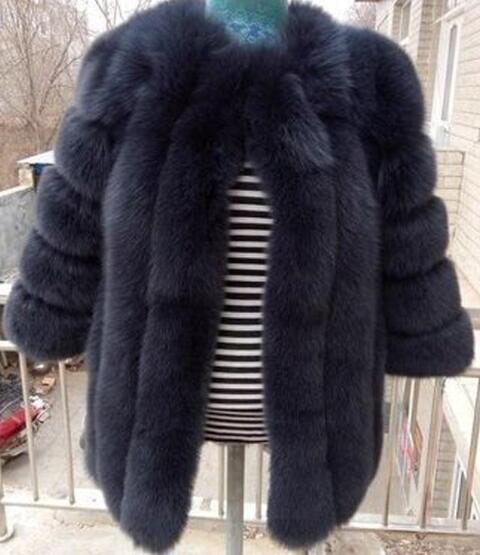 Faux Fox Fur coat Women Slim Faux Fur Jacket Long coat Winter Faux Fox Fur Coat stripe luxury fashion 4XL white,blue,purple