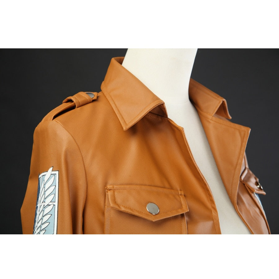 Anime Attack on Titan Cosplay Leather Jacket Shingeki no Kyojin Cosplay Costume Eren Legion Coat Jackets Halloween High Quality