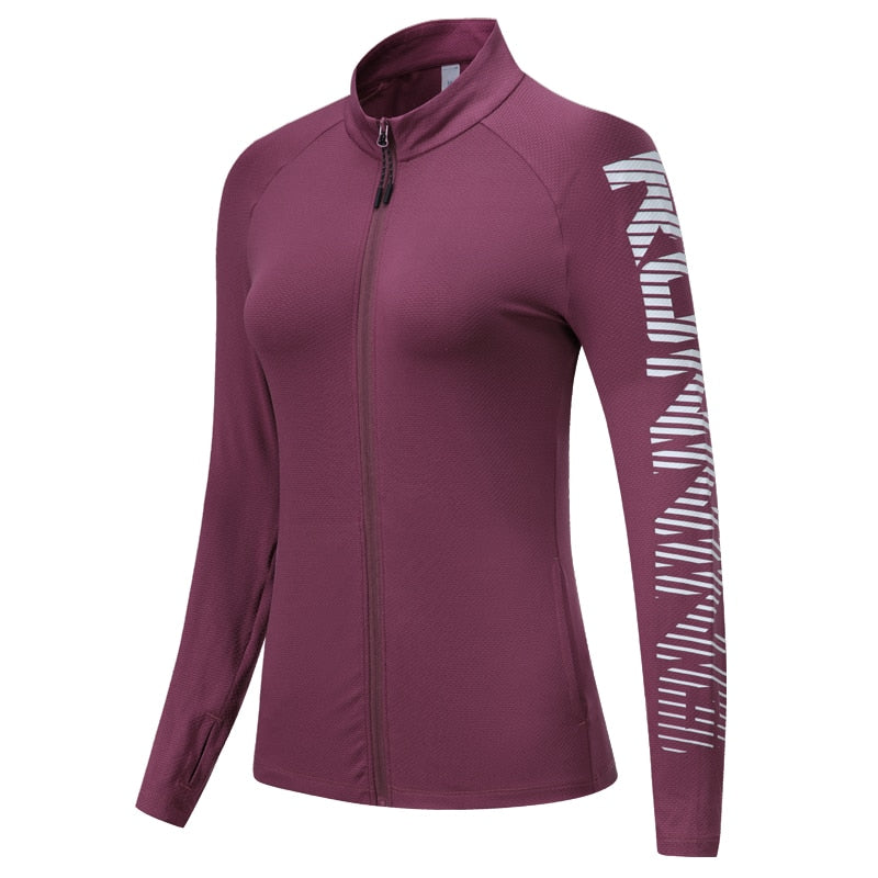 Women Running Jackets Zipper Slim Sports Fitness Jersey Traning Workout Active Wear Long Sleeve Yoga Thin Feminine Shirts