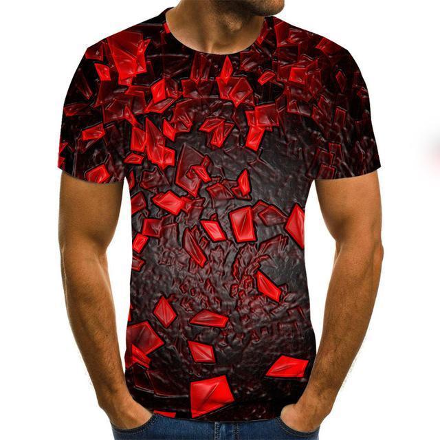 Three -Dimensional Vortex Men Tshirt 3d Printed Summer O -Neck Daily Casual Funny T Shirt