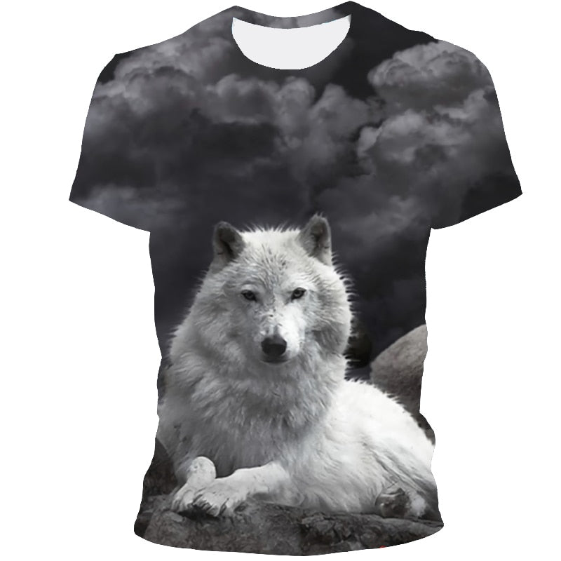 Men's t-shirt 3D printing t-shirt new wolf pattern round neck tshirt hip-hop street Harajuku top, plus plus size street clothing