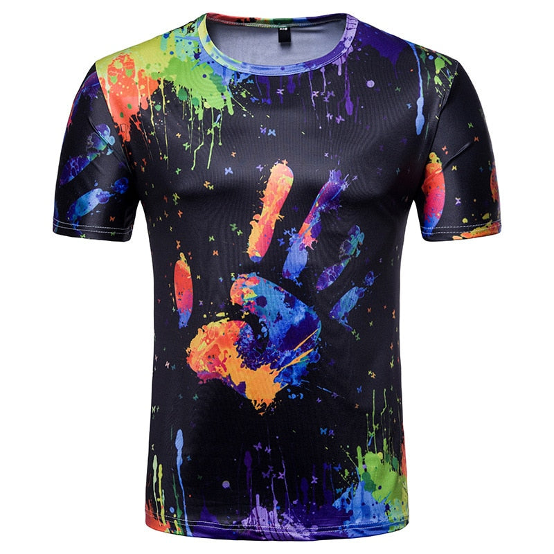 Funny T-shirts Psychedelic T shirt Men Mushroom Anime Clothes Geometric T-shirts 3d Graffiti Tshirt Printed Harajuku Tshirts Cas