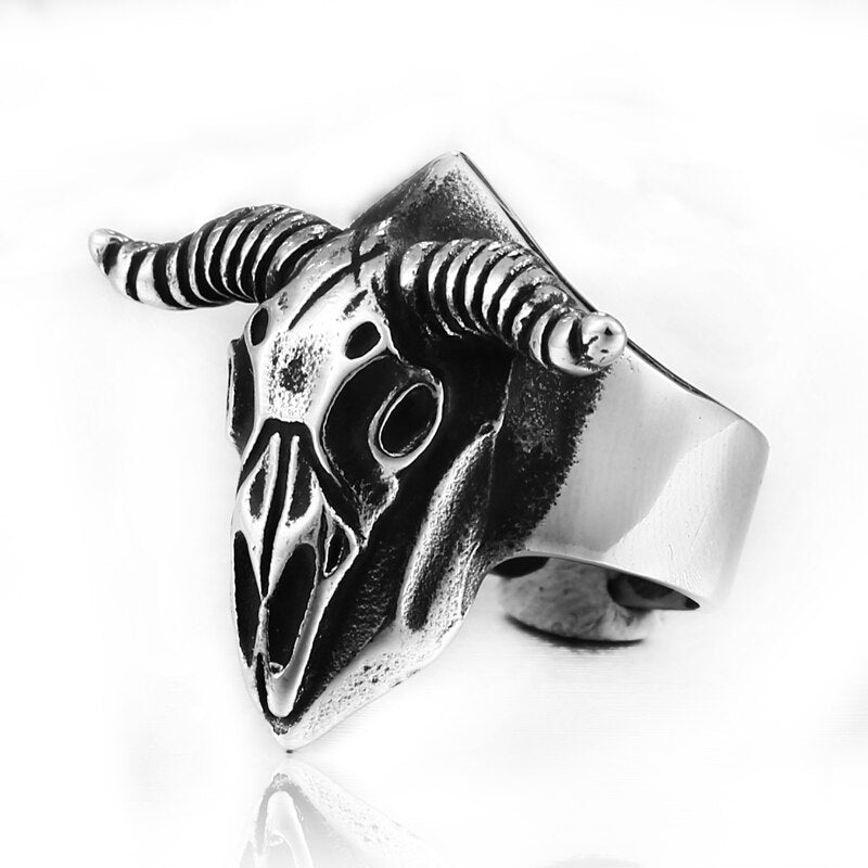 BEIER Vintage Stainless Steel Satan sign pentagram big goat head Ring Biker Punk Animal Jewelry for men free shipping BR8-182