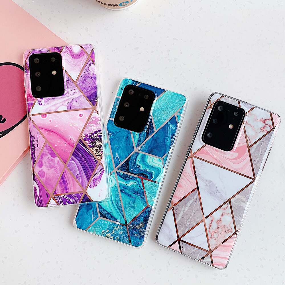 Geometric Marble Phone Cases For Samsung Note 20 Ultra A51 A52 A72 A71 A41 Soft Silicone Back Cover For IPhone 12 Pro Max