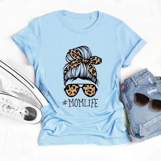 Summer Women T Shirt Versatile 100% Cotton Funny Leopard Mum Print Short Sleeve Oversized Goth Tshirts Casual Graphic Tee Tops