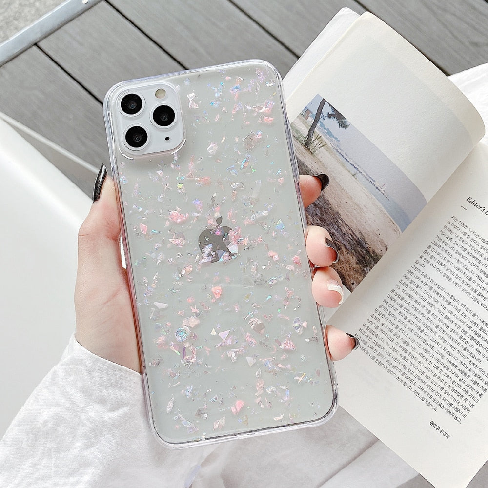 LACK Glitter Crystal Shell Clear Phone Case For iPhone 11 Pro Max X XR 7 Plus 12 13Pro 13 Sparkle Bling Sequin Soft Cases Cover