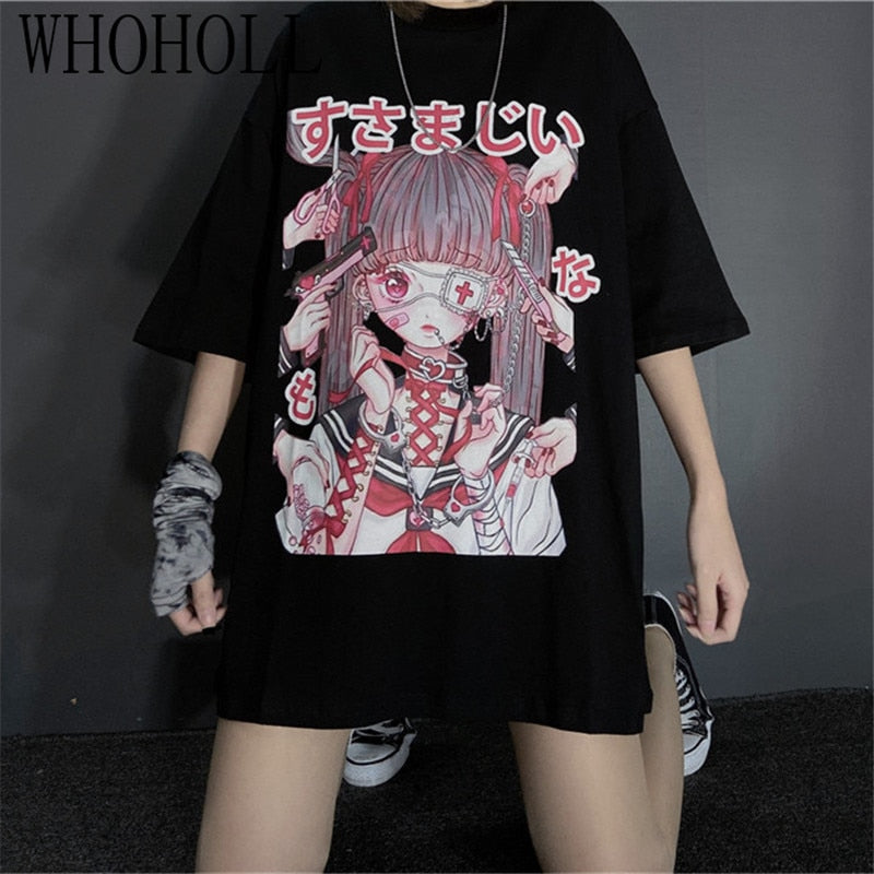 Summer Gothic Clothing Sexy Female Loose Women T-shirt Punk Dark Grunge Streetwear Ladies Top Gothic Tshirts Harajuku Clothes