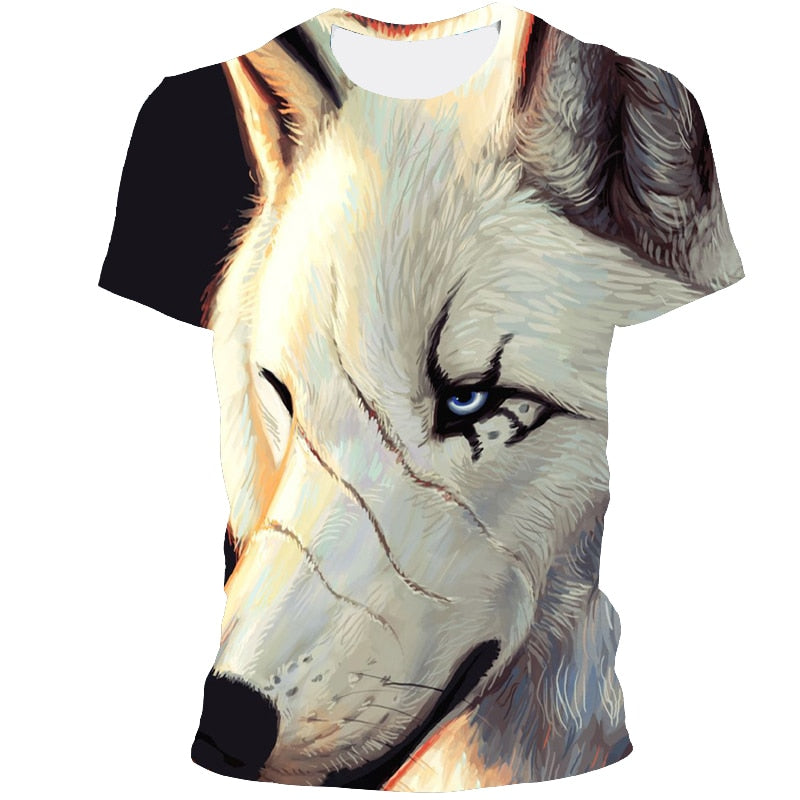 Men's t-shirt 3D printing t-shirt new wolf pattern round neck tshirt hip-hop street Harajuku top, plus plus size street clothing