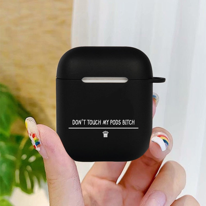 Case for Apple Airpods 1 2 3 Cases Slogan Simple Text Dont touch airpods Silicone Black Earphone Cover for Airpods Pro capa Bags