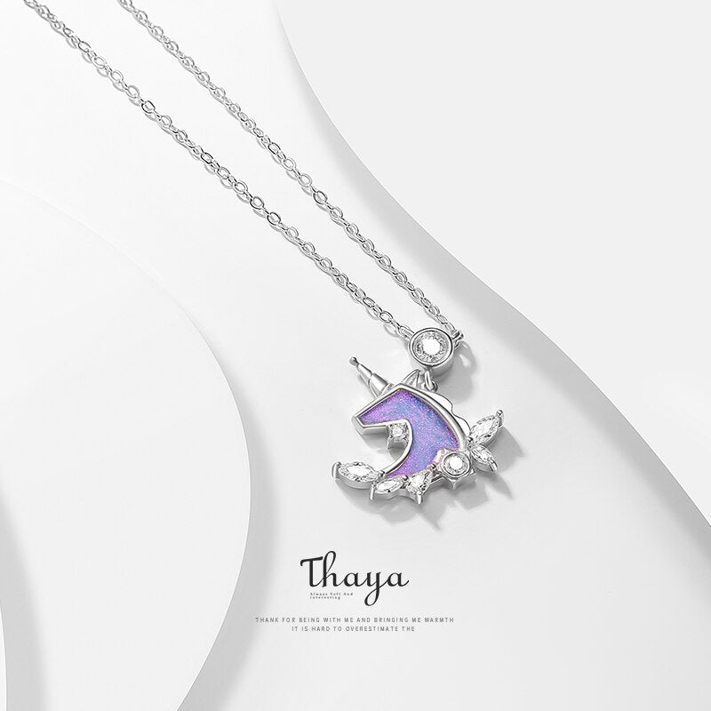 Thaya Design S925 Silver Jewelry Pendant Necklace Unicorn Necklace For Women Authentic 925 Sterling Silver Fine Jewelry Gift