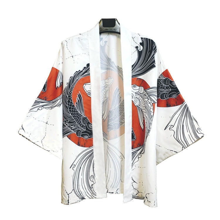 Summer Japanese Five Point Sleeves Kimono Mens And Womens Cloak Jacke Top Blouse Loose casual fashion plus oversized quick dry