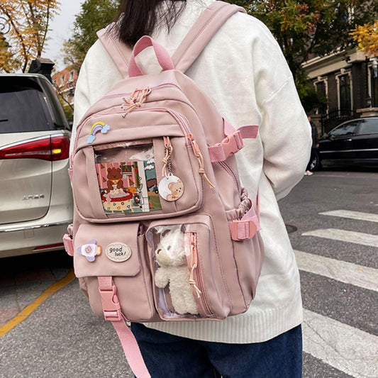 Cute Women Backpacks Waterproof Multi-Pocket Nylon School Backpack for Student Female Girls Kawaii Laptop Book Pack Mochilas