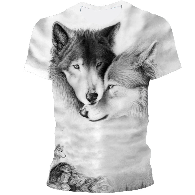 Men's t-shirt 3D printing t-shirt new wolf pattern round neck tshirt hip-hop street Harajuku top, plus plus size street clothing