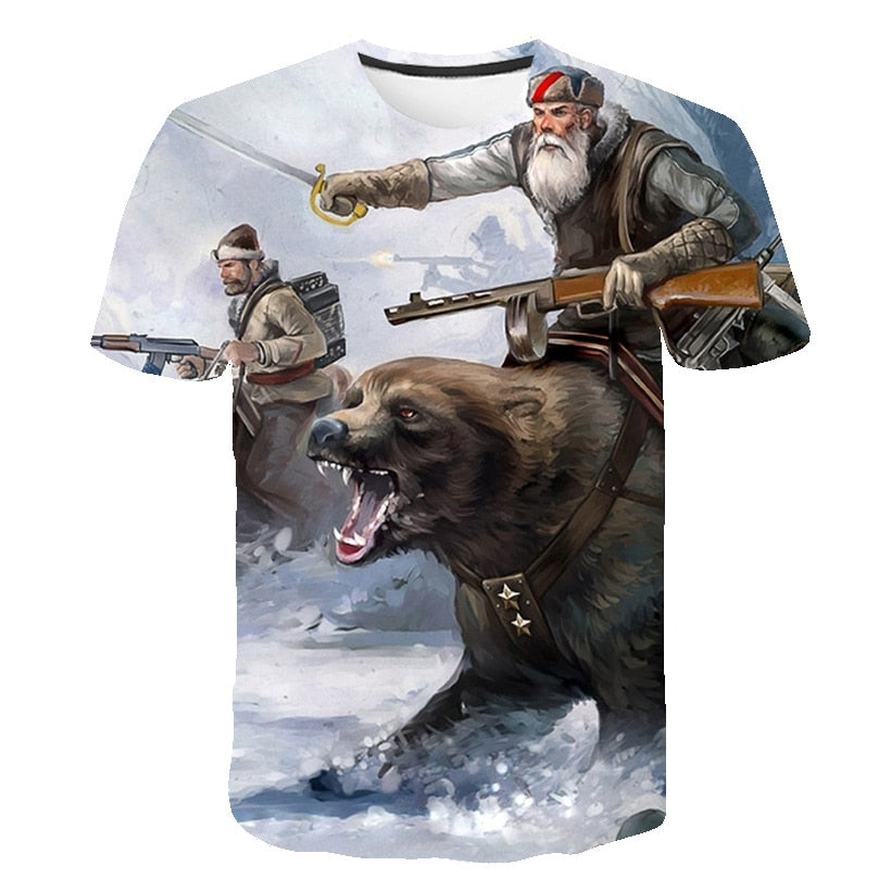 Summer Russian Flag t shirt Men Russia T-shirt Fitness Bear T Shirt 3d Anime Tshirts Sexy Male Shirts Casual Tops Mens Clothing