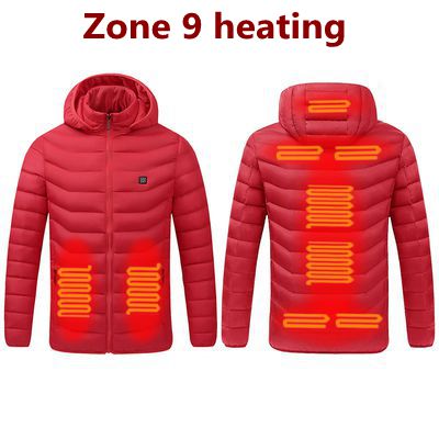 NWE Men Winter Warm USB Heating Jackets Smart Thermostat Pure Color Hooded Heated Clothing Waterproof  Warm Jackets