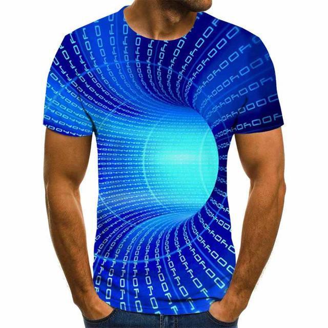 Three -Dimensional Vortex Men Tshirt 3d Printed Summer O -Neck Daily Casual Funny T Shirt