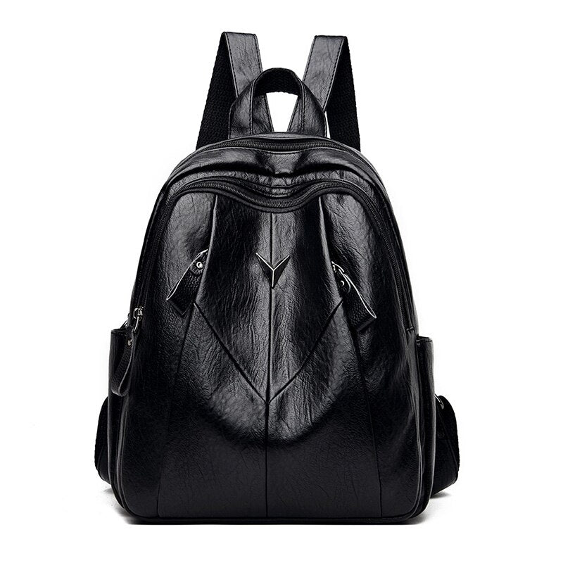 2022 Female Back Pack Women Leather Backpacks High Quality Vintage Bagpack Girls Preppy Style Solid Back Pack Mochila Feminina