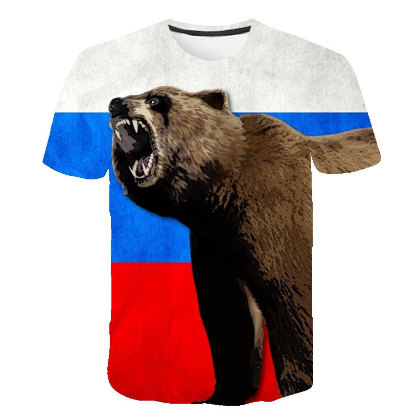 Summer Russian Flag t shirt Men Russia T-shirt Fitness Bear T Shirt 3d Anime Tshirts Sexy Male Shirts Casual Tops Mens Clothing