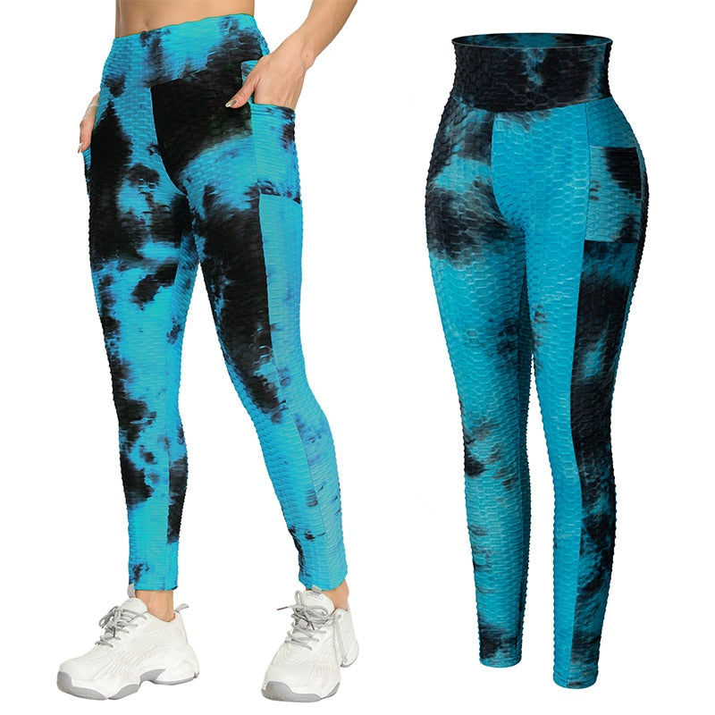 Women High Waist Workout Leggings Seamless Tie Dye Fitness Legging Butt Lifting Scrunch Stretch Legins Gym Sports Slim Pants