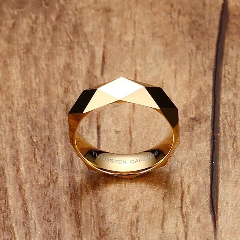 Solid Gold Tungsten Carbide Wedding Brands Men's Ring New Geometric Design Man Jewelry