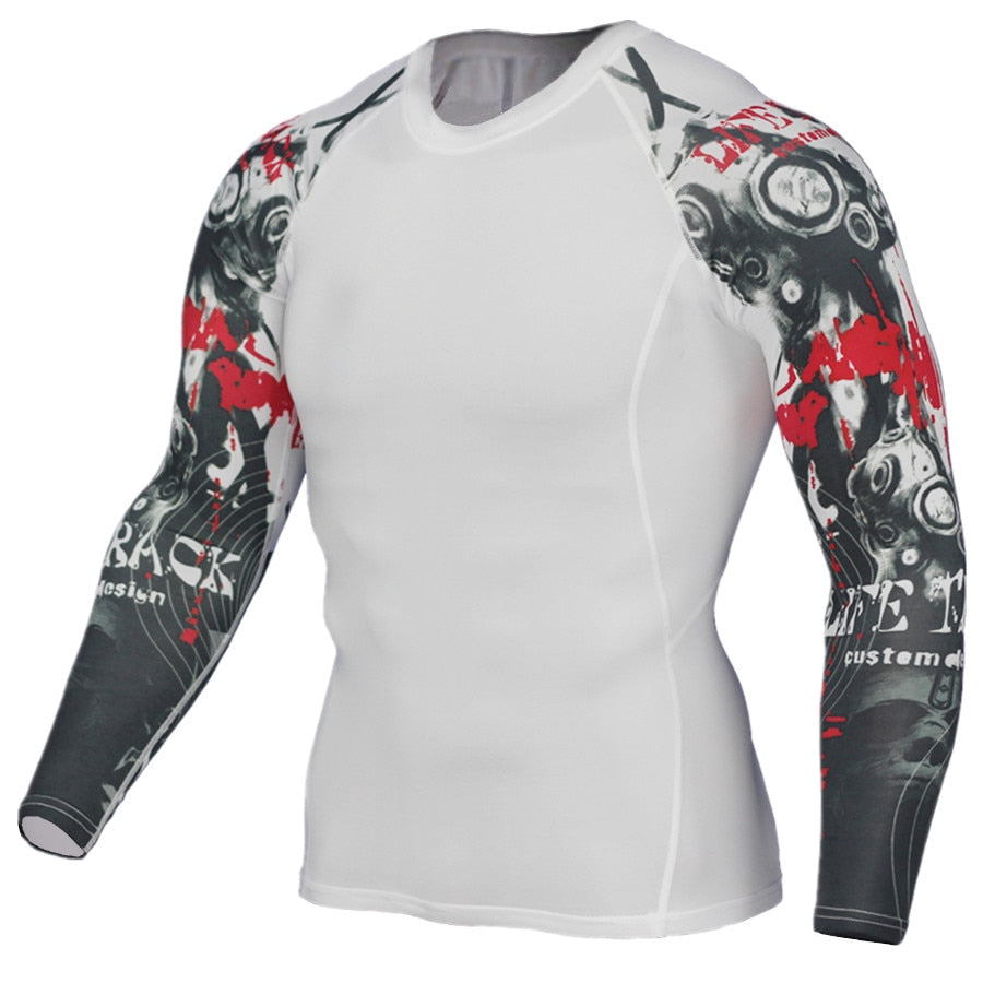 Compression Shirt Men's Base Tshirts Tight-Fitting Second Skin Technical Printing Long Sleeve Bodybuilding Tops