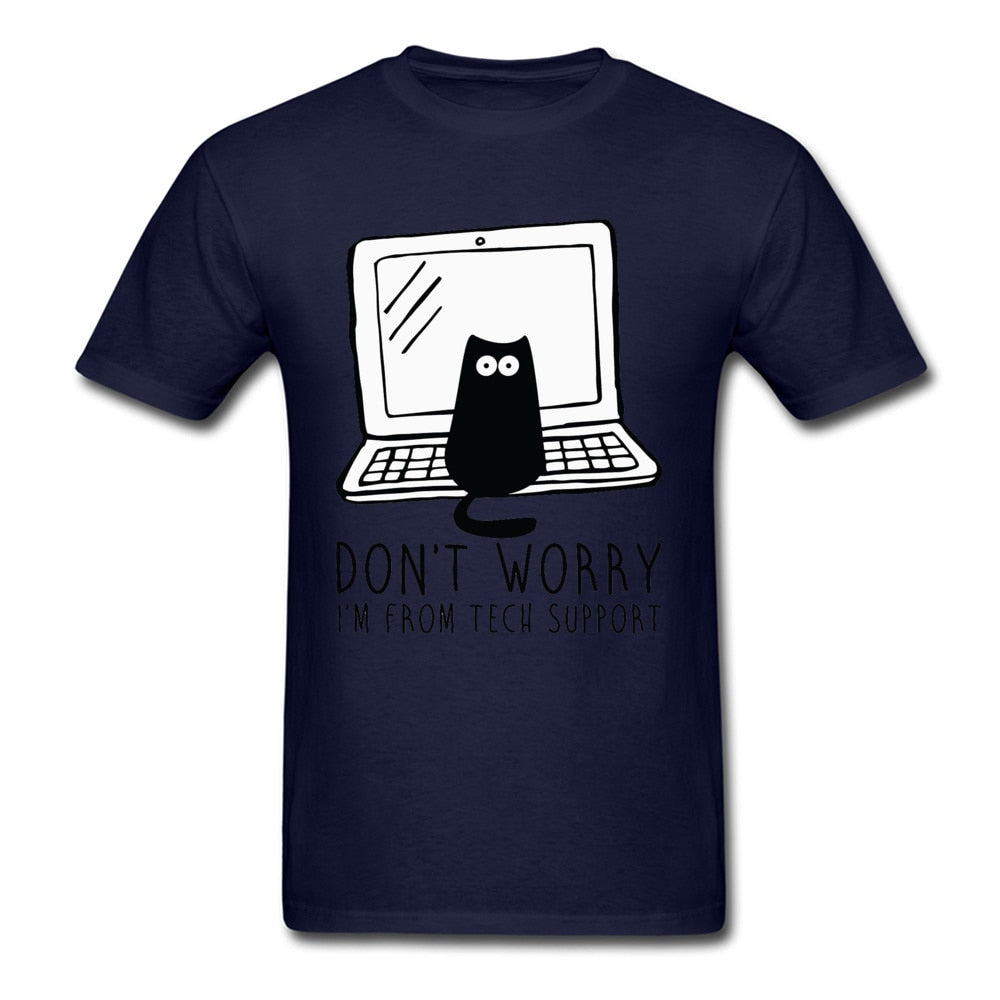 Computer Programs Cat Printed T-Shirt Tech Support 3D Funny Cats Tshirt Latest Cotton Tshirts Cat Software Programming Men