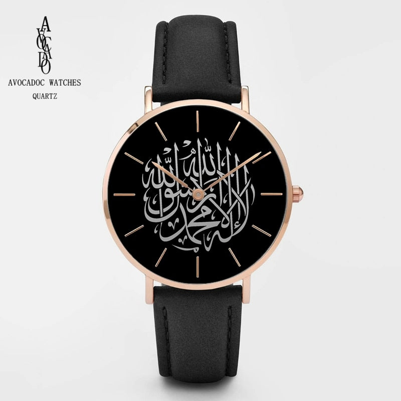 AVOCADO 2019 Men'S Watches Black Arabic Quartz Wristwatches Leather Strap Reloj Arabe Negro