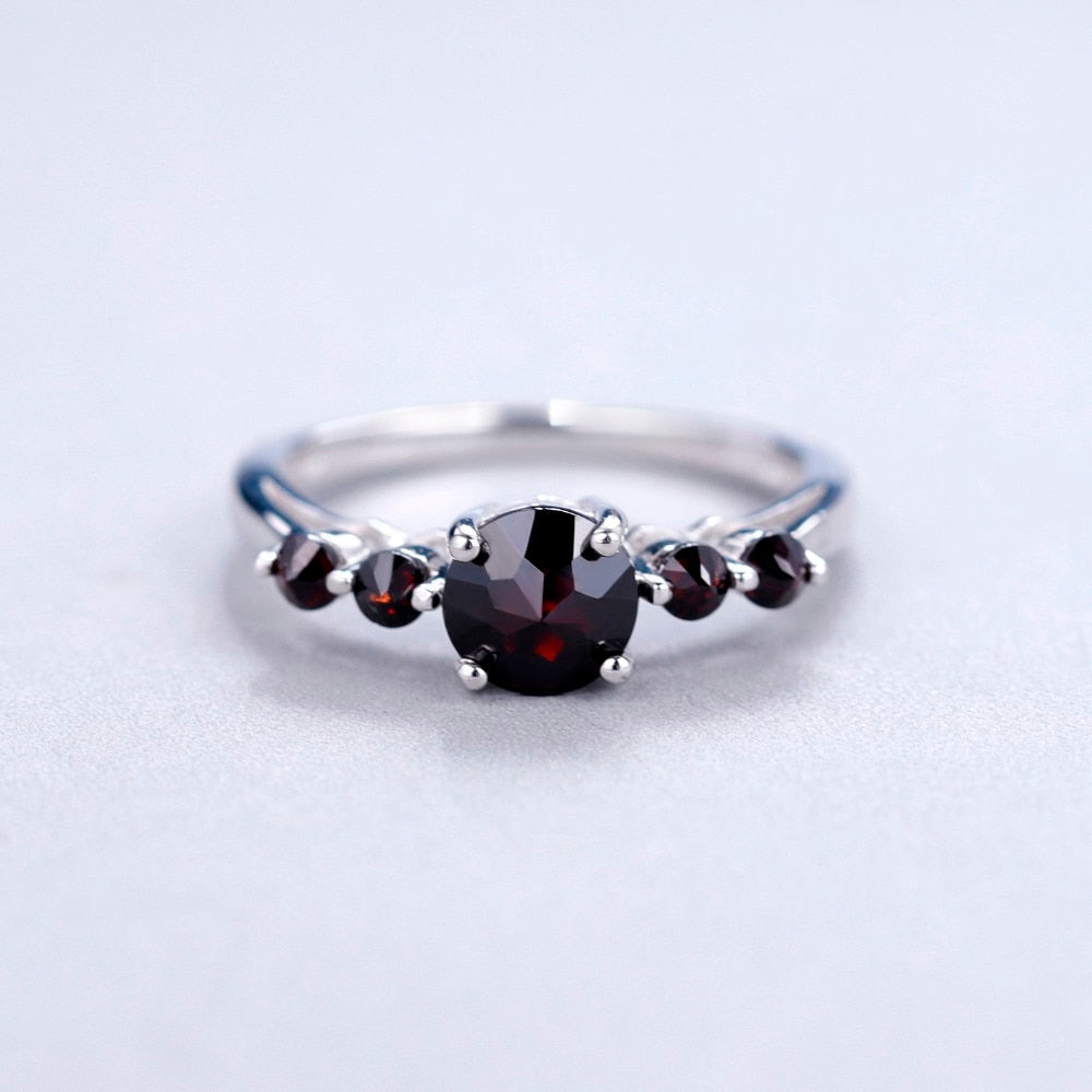 GEM&#39;S BALLET Natural  Black Garnet  Gemstone Ring Genuine 585 14K 10K 18K Gold 925 Silver Rings For Women Jewelry Vintage