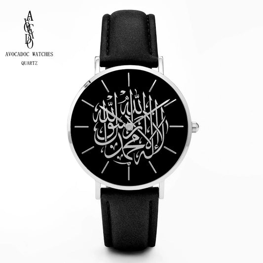 AVOCADO 2019 Men'S Watches Black Arabic Quartz Wristwatches Leather Strap Reloj Arabe Negro