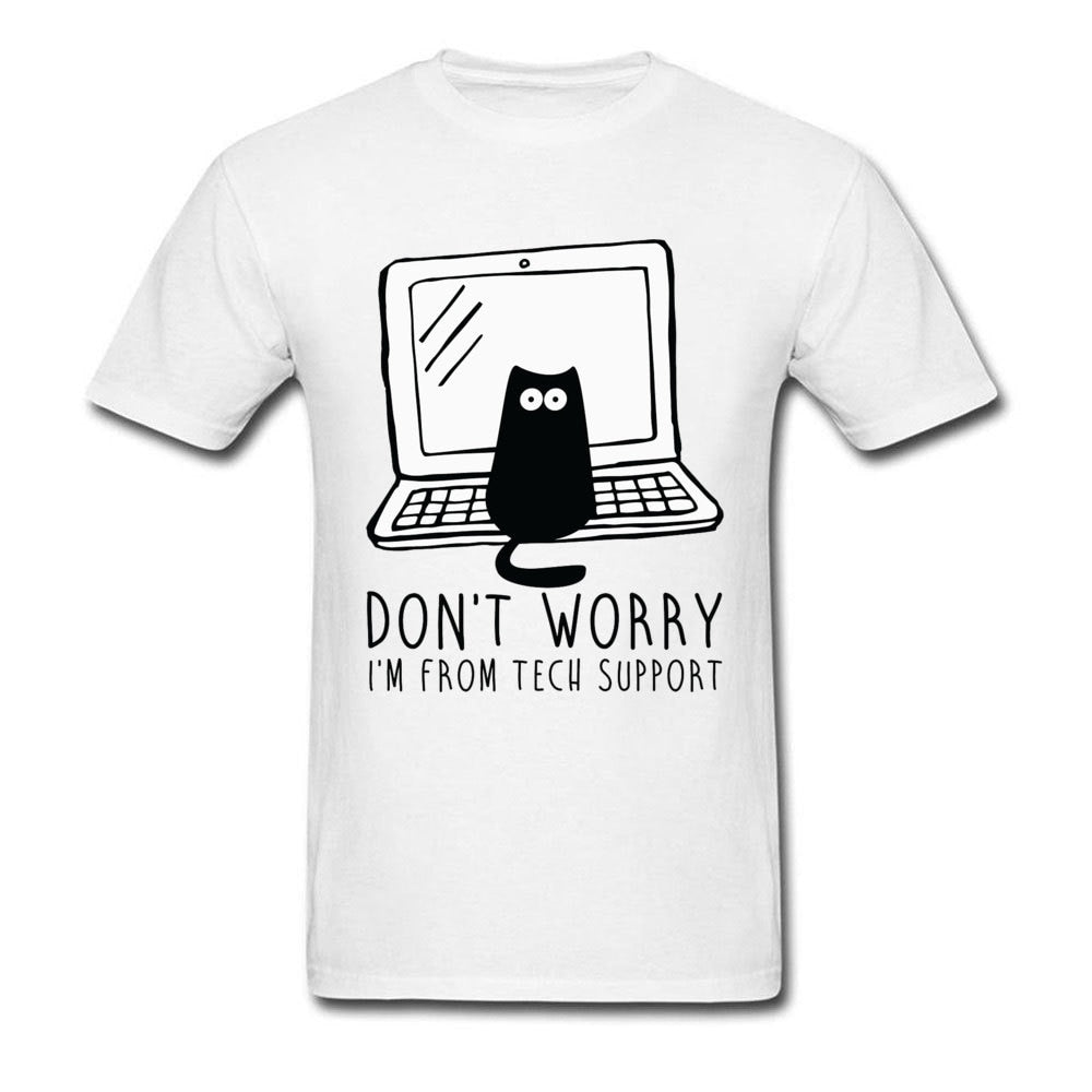 Computer Programs Cat Printed T-Shirt Tech Support 3D Funny Cats Tshirt Latest Cotton Tshirts Cat Software Programming Men