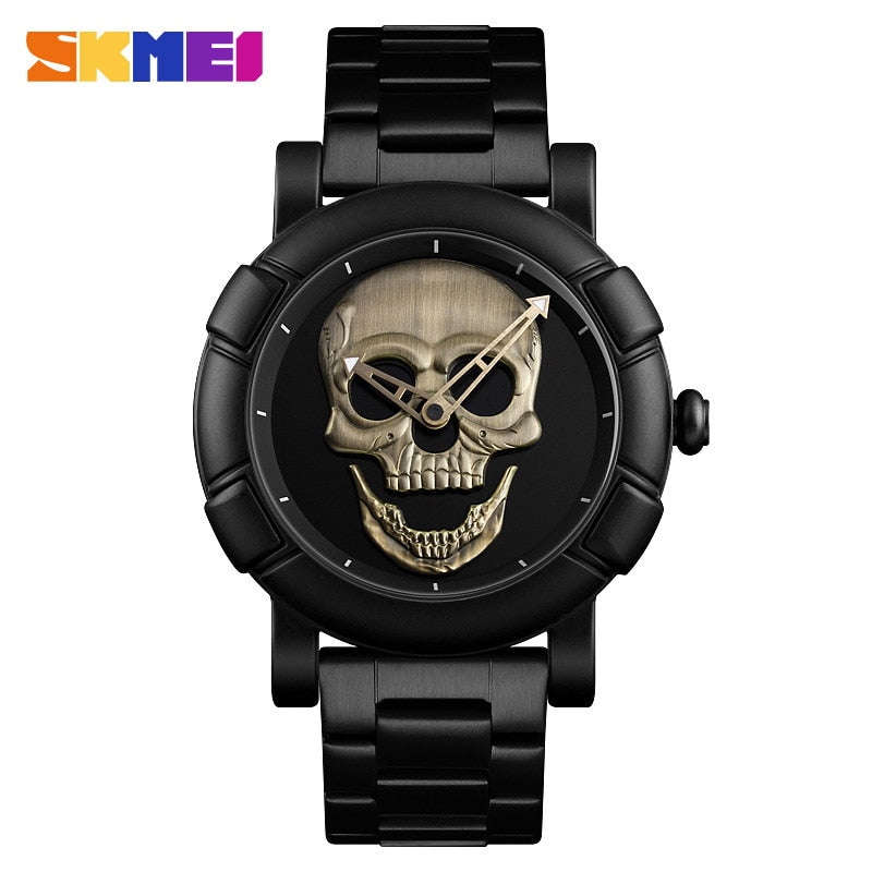 SKMEI Fashion Sport Mens Watches Top Brand Luxury Skull Watch Men 3Bar Waterproof Quartz Wristwatches Relogio Masculino 9178