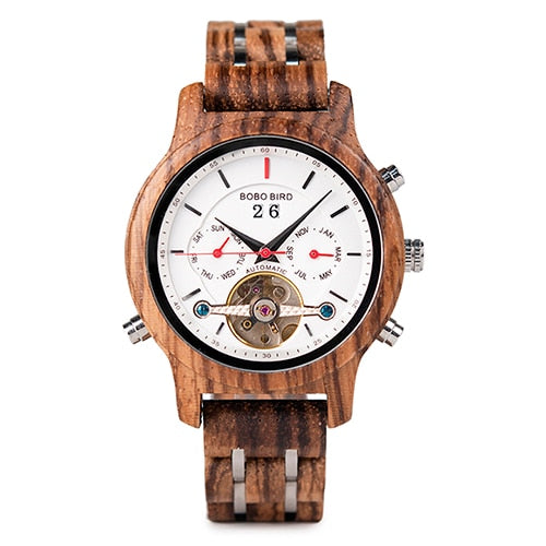 BOBO BIRD Automatic Mechanical Watch Men Wooden Luxury Women Watches with Calendar Display Multifuctions relogio masculino