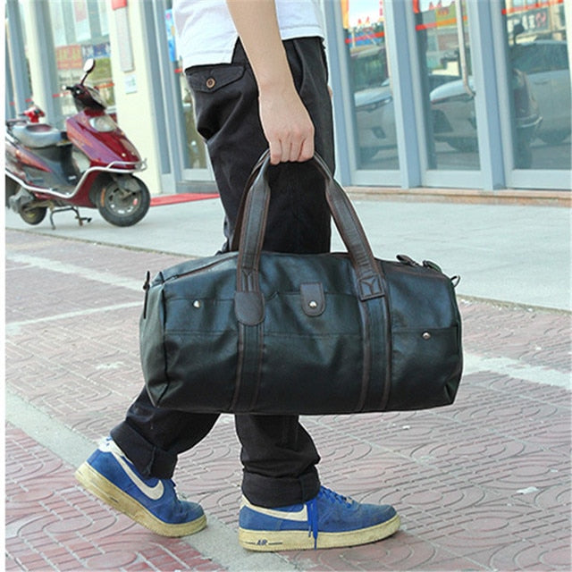 Hot Men Bag Large Capacity Leather Sports Bag Gym Crossbody Fitness Sport Bags Travel Shoulder Handbag Sports Yoga Storage Bags