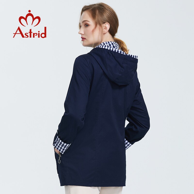 Astrid Spring Autumn new arrival woman Oversize short trench coat for women with a hood lady coat female with zipper AS-9013