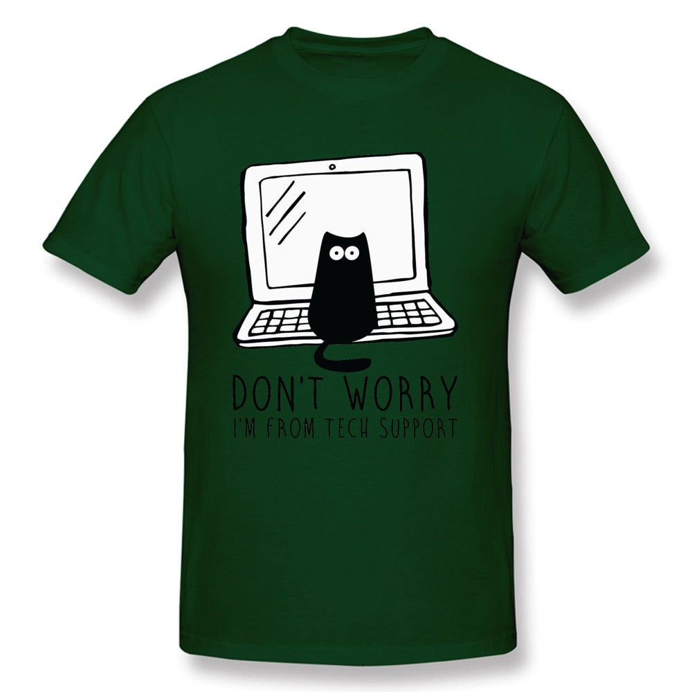 Computer Programs Cat Printed T-Shirt Tech Support 3D Funny Cats Tshirt Latest Cotton Tshirts Cat Software Programming Men