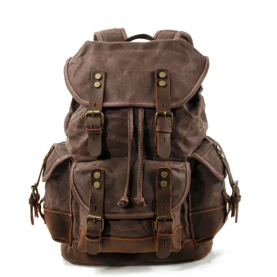 WOHENRED Large Capacity Leather Canvas Backpacks For Men School Bags Vintage Waterproof Daypack High Quality Laptop Backpack Bag