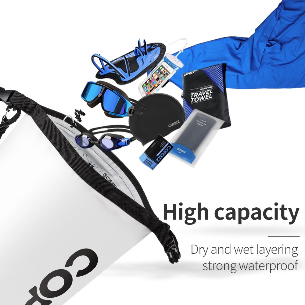 COPOZZ Swimming Bags Waterproof Bag Dry Bag PVC 15L Outdoor Sport Roll Top for Gym Travel Adjustable Personalized Storage Bags